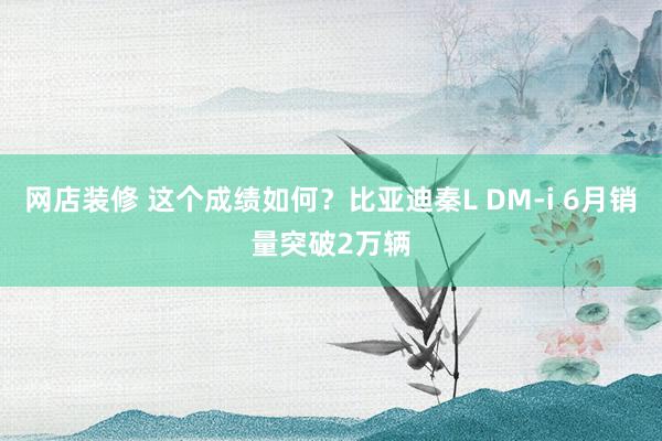 网店装修 这个成绩如何？比亚迪秦L DM-i 6月销量突破2万辆