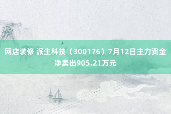 网店装修 派生科技（300176）7月12日主力资金净卖出905.21万元