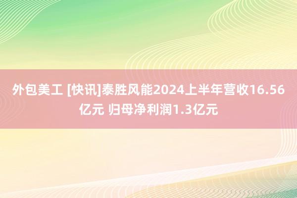 外包美工 [快讯]泰胜风能2024上半年营收16.56亿元 归母净利润1.3亿元