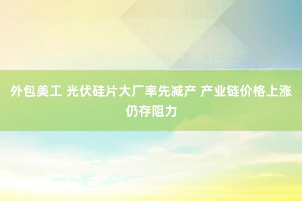 外包美工 光伏硅片大厂率先减产 产业链价格上涨仍存阻力