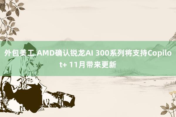 外包美工 AMD确认锐龙AI 300系列将支持Copilot+ 11月带来更新